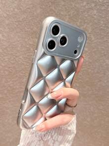 Ốp điện thoại sang trọng màu bạc họa tiết hình thoi, tương thích với iPhone 17 Pro Max/17 Pro/17/16 Pro Max/16/16 Pro/16 Plus/15/15 Pro Max/15 Pro/15 Plus/11/12/13/14 Pro Max/12 Pro/12 Pro Max/13 Pro/13 Pro Max/14 Pro/14 Pro Max/14 Plus - Bạc - Xem 6