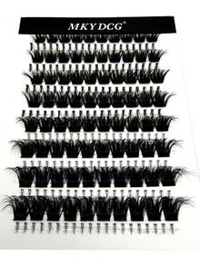 16 Rows Natural Curly Japanese 200D Faux Mink Lash Clusters, Fluffy Lash Clusters With Base, 240pcs Single Lashes, 10-18mm Length, DIY C/D Curl, Home Eyelash Extension - Hitam - View 4