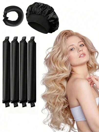 5/4/3 Pcs No Heat Hair Curlers, Lazy Hair Curler, Silk Hair Rollers, Sleep Elastic Headband, Long Hair Soft Curling Tool, Home Manual Styling Accessories, Sleep Curling Artifact, Valentine's Day, Qixi Festival, Suitable For Women