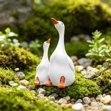 1pc Mother Duck And Duckling Desktop Decor Figurine, Miniature Landscape Ornament Suitable For Garden, Resin Crafted Gift, Lifelike Sculpture For Decorating Desk And Room, Home Garden Decoration - Ornaments - View 5