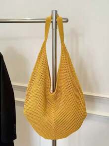 Large Capacity Hollow Woven Tote Bag, New Spring/Summer Beach Vacation Shoulder Crossbody Bag - Multicolor - View 9
