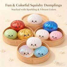 1pc Mysterious Color Glitter Dumpling Squishy, Mini 2026 New Dumpling Squishy - 10 Colors Random, More Surprises (Random Color) - Blue - View 3
