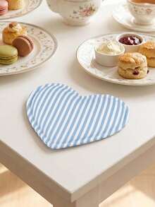 1pc Heart-Shaped Heat Insulation Coaster, Creative Striped Coaster, Suitable For Home, Cafe Decor, Wedding, Birthday And Party Decoration - Multicolor - View 4