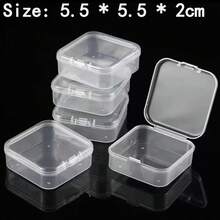 6个新款方形透明塑料盒，小物件文具首饰收纳盒，带盖，密封防尘塑料容器 - 無色 - 查看 7