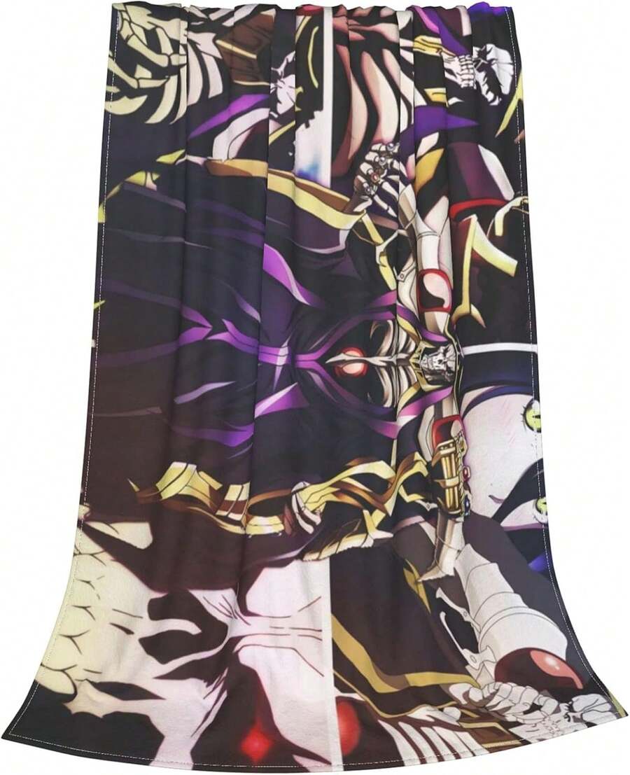 Anime Overlord Ainz Ooal Gown Blanket Unisex Blankets Soft Plush Fleece Throw Blankets For Couch Sofa Bedding Living Room - màu đen - Xem 1
