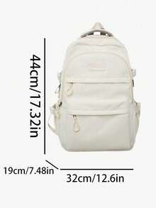 New Multilayer Design Minimalist Versatile Backpack, Large Capacity Campus Style Backpack Suitable For School, Travel, Unisex - White - View 2