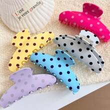 2026 New Polka Dot Large Size Hair Clip Retro Macaron Color Hair Clip Girl's Back Head Hair Shark Clip Hair Clip - 1#pink - 查看 4
