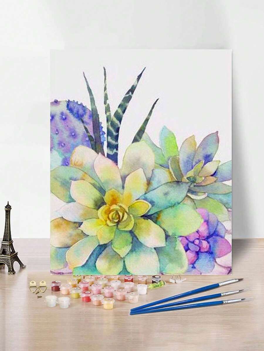 24-Color Adult DIY Digital Oil Painting Kit, 40*50cm/16*20inch, Includes 1pcs Canvas, 3pcs Different Paint Brushes & 1pcs Color Chart, Ideal For Living Room, Bedroom, Office & Home Wall Decoration, Perfect Gift For Valentine's Day, Birthday, Mother's Day, Christmas & All Holidays, Professional Adult Art Usage (Unframed) - Multicolor - View 1