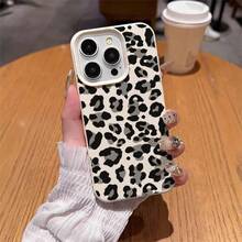 1pc TPU Material High-End Black & Gray Leopard Print Phone Case Suitable For IPhone 17 Pro Max/17/16 Pro Max/15/13/12/11, S20 FE/A15/S24/A55, Note 11/Note 12/Note 13 Pro, Full Coverage Anti-Fall Soft Protective Phone Case - White - View 4