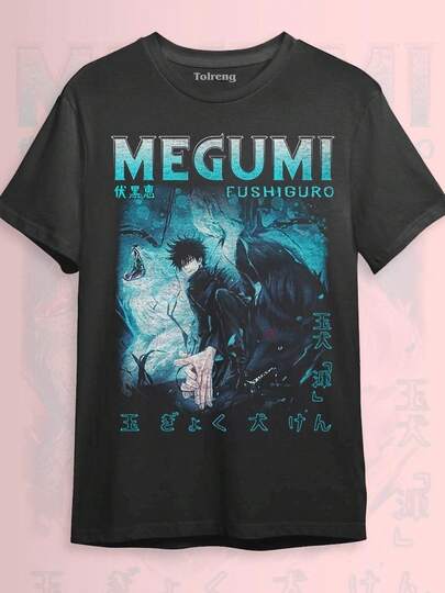 Camiseta Megumi Fushiguro de , Camiseta Vintage de , Sudadera Unisex de Anime, Camiseta de Manga Corta de Anime, Regalo para Otakus RZ, Camiseta Casual con Estampado de Moda, 100% Algodón, Manga Corta, Corte Holgado, Adecuada para Reuniones Diarias, Disponible en Tallas para Niños y Adultos.