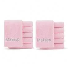 5/10 piezas, toallas de maquillaje de microfibra, paños faciales reutilizables, suaves y absorbentes con bordado para el cuidado de las mujeres, en color beige claro, de estilo contemporáneo, en gris/rosa/negro - Rosa - Ver 8