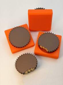 Peanut Butter Cup Fidget Clicker Toy, 3D Printed Food Stress Relief Gadget, Quiet Anti-Anxiety Hand Fidget, Mini Desk Decompression Toy For Home Office Dorm Travel, Relaxation Novelty Accessory, Perfect Birthday Gift For Adults - Multicolor - View 2
