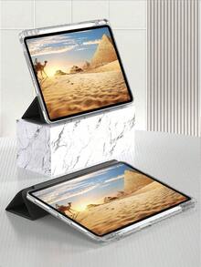 1個 透明 3つ折り iPadプロテクトケース、超薄型スタンド 衝撃吸収 ペンシルスロット、iPad mini 4/5/6、9.7/10.2/10.5インチ、Air 4/5/6/7、10th/11th Gen、Pro 11インチ、Air 11(M2)、Air 13、Pro 11(M4)等に対応、透明バックカバー、高透過率、DIYカスタマイズに便利 - ピンク - チェックする 4