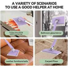 1pcs Mini Mop, 360° Swivel Head Lazy Mop For Floors & Walls, Hands-Free Cloth Change, Adjustable Handle For Wet/Dry Multi-Surface Cleaning (Purple) - A - View 8