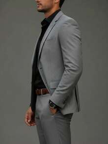 Men's Microfiber Melange Premium Emporio Colombo Suit - 灰色 - 查看 4