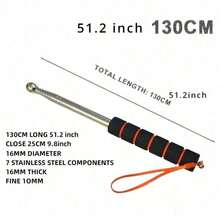 45 Inch Heavy Duty Telescopic Hammer, Telescopic Thickened Flagpole Hand-Crank Flagpole, Stainless Steel Telescopic Pointer Stick With Clip, Suitable For Home Inspection And Self-Defense - Stainless Steel Material, Adjustable Length, Comfortable Grip Blue - Random Color - View 11