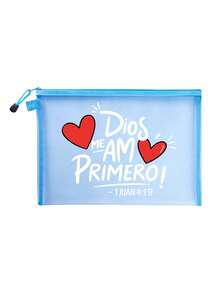 励志化妆包，印有“Dios Me Amó Primero!”和心形图案，拉链便携多功能旅行收纳包，多色可选 | 适合日常、旅行、校园使用，适用于日常使用、旅行、度假、商务出行、通勤和校园生活 | 节日/复活节/母亲节/独立日/婚礼季/毕业季/周年纪念日送给女性的完美礼物 - 彩色 - 查看 16