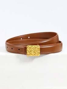 Women's Geometric Buckle Belt Leather Waist Belt For Jeans Minimalist Women Leather Belt Simple Thin Waistband For Daily Outfits - New Women's Thin Belt - View 10