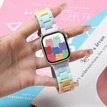 Candy Colored Bracelet For Apple Watch Series 11 10 9 8 7 SE 6 5 4 3 2 1 Ultra 3 2 1, 38mm 40mm 41mm 42mm 44mm 45mm 46mm 49mm Dopamine Strap, Three Resin Acrylic Watch Bands, Best Friend Style, Couple Style, Great Gift Item - Multicolor - View 27