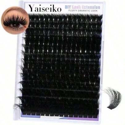 300D Lash Clusters Extensions Mega Cluster Eyelash Lashes 224 Pcs Thick Volume D Curl Wispy Individual Lashes Lash Extension 12-25MM False Eyelashes Makeup At Home Yaiseiko