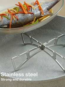 1/2pcs Stainless Steel Heat-Resistant Folding Steamer Rack - Portable, Waterproof And Heat-Insulated, Suitable For Camping And Outdoor Use - Easy To Clean - Outdoor Cooking Tool - Multicolor - View 4
