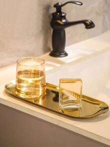 1 pieza Bandeja de tocador de estilo de lujo dorado, adecuada para el baño, el lavabo, el inodoro - Multicolor - Ver 3