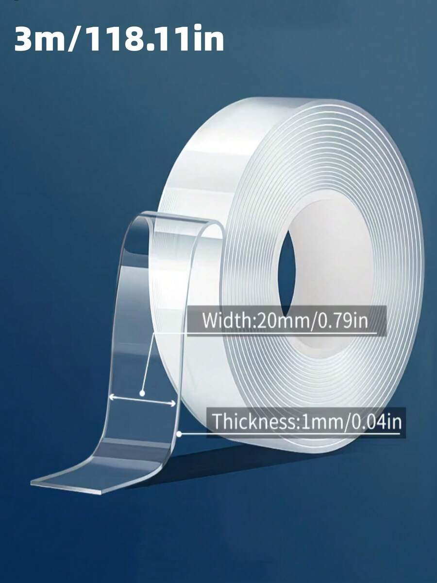 1 cuộn băng dính hai mặt trong suốt, băng dính nano dạng bong bóng, băng dính hai mặt siêu dính. - trong suốt - Xem 1