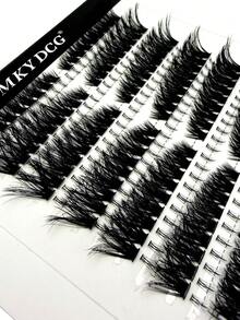 16 Rows Fluffy 3D Curled 304pcs Cartoon Style Natural Cluster False Eyelashes, Fairy Cluster Lashes, Cluster Lash Extension, Fluffy C/D Curl Suitable For Charming Makeup, Upper And Lower Lashes - 黑色 - 查看 8