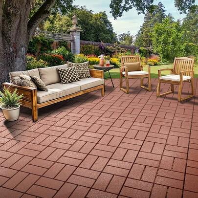 54 Pieces Heavy Duty Plastic Waterproof Interlocking Deck Tiles 12 "X12" Plastic Terrace Tiles | Indoor And Outdoor Use, Garden Lawn Porch Poolside Balcony Backyard Landscape Decorative Terrace Floor Tiles