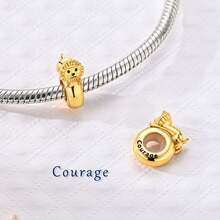 1Pc Gold Color Spacer Bead Sparkling Star Lion Tiger Leopard Cross Silicone Charm Fit Bracelet Bangle Diy Jewelry Making Beads Basic Accessories - Gold - View 9