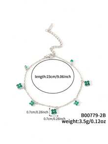 1pc Elegant Lucky Clover Shaped Chain Bracelet, Suitable For Casual Daily Wear - Multicolor - View 10