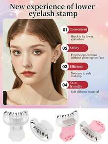 2pcs Silicone Eyelash Stamp Set (1 Left, 1 Right, Designed For Lower Lashes) - Eyelash Stamp, Eyeliner Stamp, Eyelash Decoration Practice Tool, Eyelash Sticker, Lower Lash Silicone Assist Tool, Handmade V-Shape False Eyelashes - Multicolor - View 4