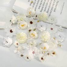 Assorted Artificial Flowers, Fake Flowers For DIY Crafts, Party Decoration, Home Floral Decor, Suitable For Cake Decoration, Wedding Bouquets, Bridal Headpieces, DIY Hair Clips, Wreaths, Parties, Home, Garden, Handmade - Champagne - View 4