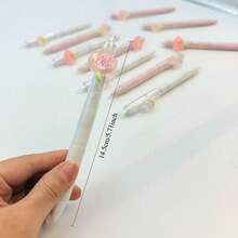 5支/套 随机花头按动式圆珠笔，2套/3套 书写流畅的圆珠笔，适合学生、考试、办公使用，耐用文具（黑色） - 白粉筆混合 - 查看 3