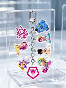 Hasbro K-POP D-Emon Hunters 女团 & Saka 男团 亚克力钥匙扣，蓝色猫咪吊坠包包挂饰，叠层挂饰饰品 - 彩色 - 查看 2