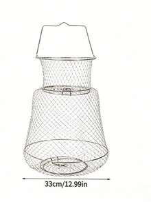 1 pièce Cage de pêche portable pliable, en métal, (Petite/Moyenne/Grande) Piège à poissons pliable tressé, idéal pour contenir les poissons, les crevettes, les crabes, outil et accessoire de pêche - Spécifications multiples - Voir 14
