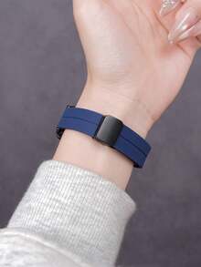 1pc Silicone Magnetic Strap, Compatible With Huawei Band 7/8/9/10/NFC Smartwatch - Midnight Blue - View 3