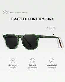 WearMe Pro WMP Eyewear - Men's Polarized Modern Rounded Square Sunglasses - Gọng đen / Tròng kính đen - Xem 7