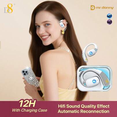  D8 AI实时翻译耳机 | 144种语言翻译耳机，三合一开放式设计 | 英西双语翻译耳机，适用于旅行、商务和学习 | 配备充电盒，兼容和安卓系统 | 高清清晰音质，即时翻译，轻松应对多语言对话 | 情人节送给她的科技好礼