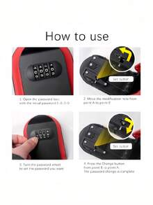 Outdoor Waterproof Key Lock Box, 4-Digit Resettable Combination Wall-Mounted Key Storage Box, Large Capacity Durable Anti-Theft Anti-Rain Key , Suitable For Rental Properties, Agencies, Home Garages, Offices, And Indoor/Outdoor Home Security - Multicolor - View 10