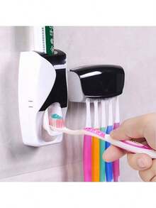 Bộ dụng cụ phòng tắm gồm máy phân phối kem đánh răng tự động, giá đựng bàn chải đánh răng treo tường, đồ trang trí nhà cửa, mùa tựu trường. - Xám - Xem 13