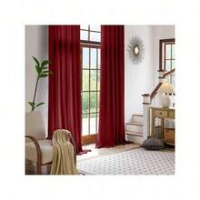 Plain Velvet Curtain With 8 Buttons (1 Piece), Soft And High Quality Fabric, Enhances The Style Of Your Home, Perfect To Complement Any Modern Decor Style. - Bordeaux - View 3