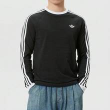 Áo thun dài tay cổ tròn bằng cotton hiệu adidas Originals 3 sọc, kiểu dáng thường ngày dành cho nam, mã sản phẩm KE3546. - màu đen - Xem 6