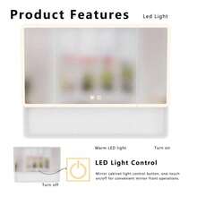 LED Bathroom Medicine Cabinet With Single-Color Warm Light.Anti-Fogging Easy To Install Aluminum-Plastic Cabinet. 35.43*27.56 Three-Door - White +Three Door+ Aluminium + Plastic+(35.43*27.56)1 - View 3
