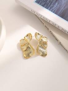2-12pcs Stylish Asymmetric Floral, Leaf, Striped Earrings, Suitable For Party, Banquet, Travel, Wedding, Holiday, Daily Wear, Jewelry Gift - Gold - View 10