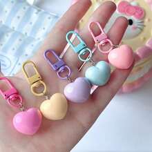 5pcs/4pcs Random Color Macaron Heart Shaped Keychain Pendant, Cute Girly Gift, Suitable For Wedding, Birthday, Anniversary, Couples, Friends, Pet Lovers, Valentine's Day, Mother's Day And Other Occasions - View 2