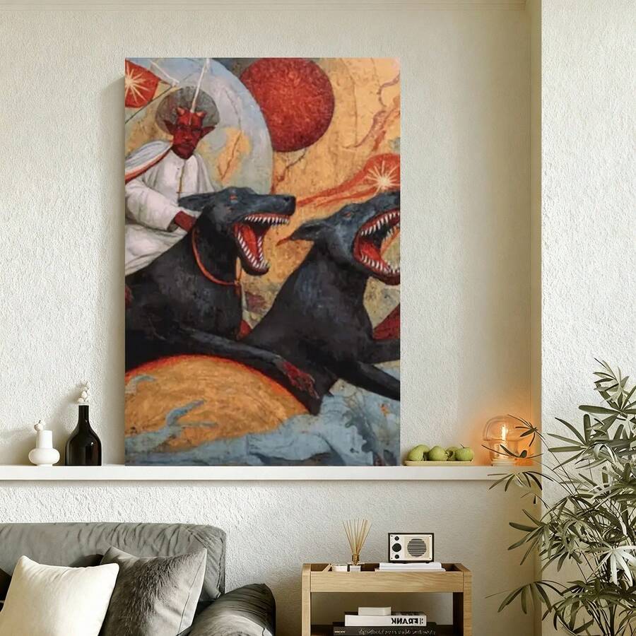 Con marco 1 pieza de Arte Abstracto Grande Enmarcado para Pared - Lienzo Vibrante Rojo Dorado Blanco Azul, Patrones Griegos y Mitológicos, Decoración Inspirada en el Estilo Campestre Boho Moderno Grego/Romano, Plana, Perfecta para la Dekoracion del Cuarto, Pinturas Rústicas para Paredes, con Marco Bohemio, Arte Rústico para Pared, Decoración de Pared con s Otoñales en Tono Neutro, Arte Rústico para Paredes Exteriores, para el Hogar, s Rústicos - Enmarcado - Ver 1