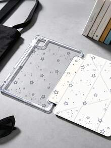 星空圖案平板保護殼，相容 iPad Mini6/Mini7/Air/Air2/9.7/10.2/10.5/10.9 (Air4-Air8)/Pro 11/10th Gen/A16/Pro 11 2024 機型，雙面彩繪圖案平板殼，透明壓克力背殼，Y型折疊支架，自動休眠/喚醒，內置筆槽，產品不含筆，部分機型含相機框 - 彩色 - 查看 5