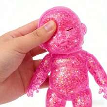 GlitterDoll Squishies Stress Toy – 4" Soft Squeezable Fidget Toy, Cute Sparkly Sensory Decompression Doll For Adults, Portable Desk Decor & Anxiety Relief Gift - Blue - View 3