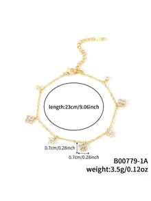 1pc Elegant Lucky Clover Shaped Chain Bracelet, Suitable For Casual Daily Wear - Multicolor - View 26